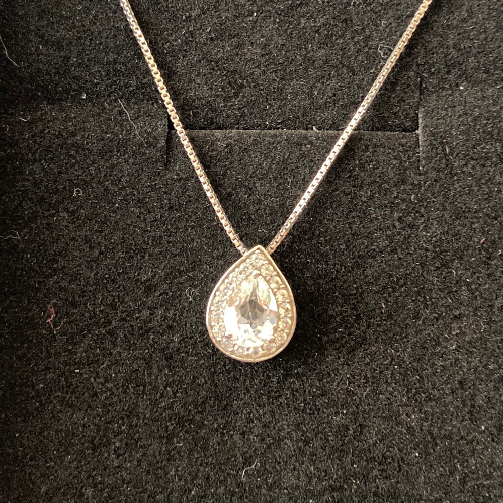 Diamond and lab created white sapphire necklace
